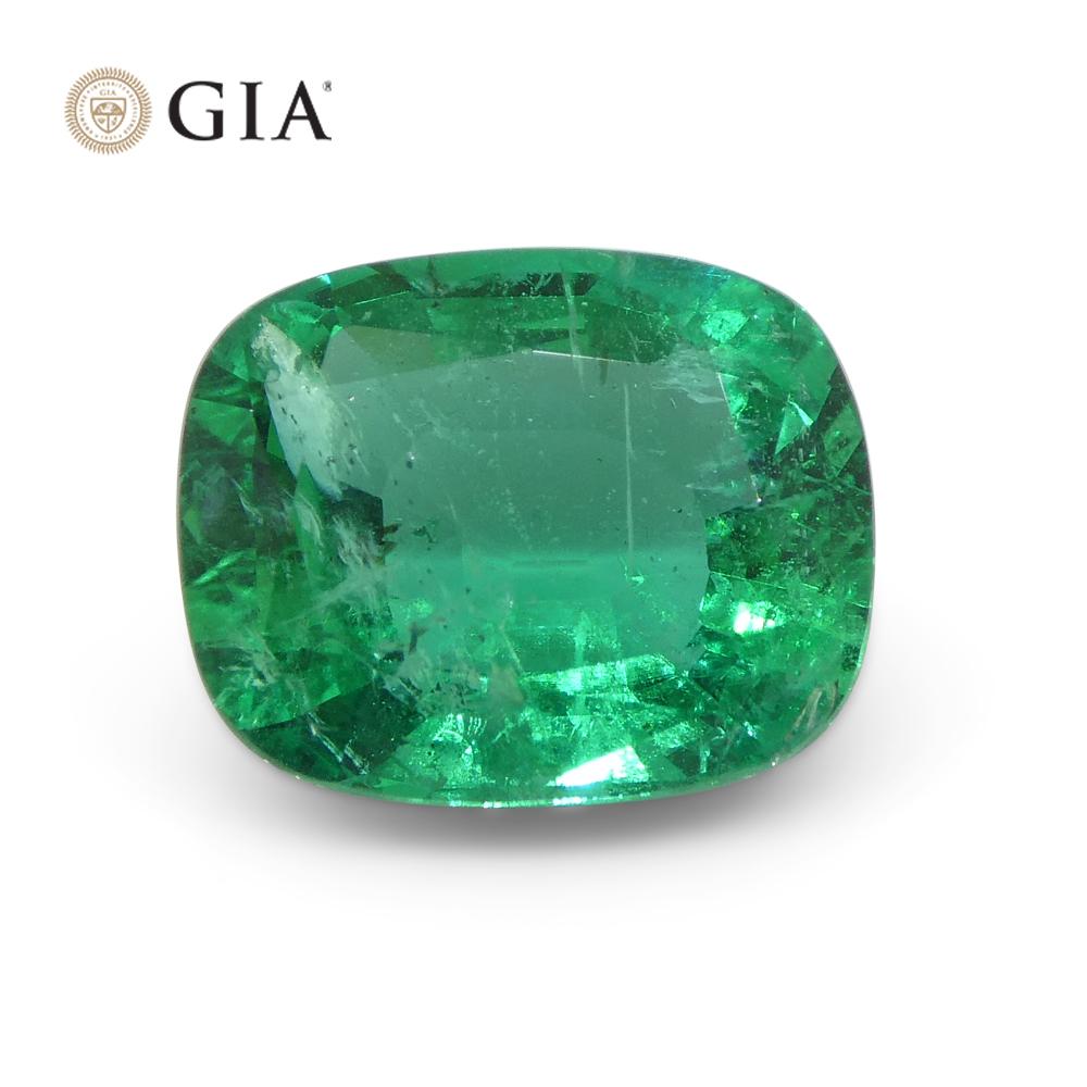 2.72ct Cushion Green Emerald GIA Certified Zambia 7