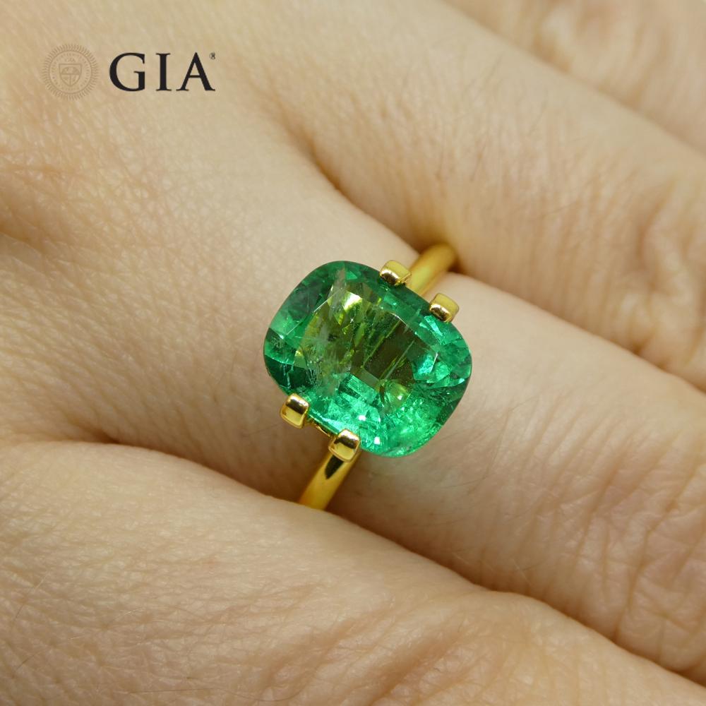 
This is a stunning GIA Certified Emerald


The GIA report reads as follows:

GIA Report Number: 2221997514
Shape: Cushion
Cutting Style:
Cutting Style: Crown: Brilliant Cut
Cutting Style: Pavilion: Step Cut
Transparency: Transparent
Color: