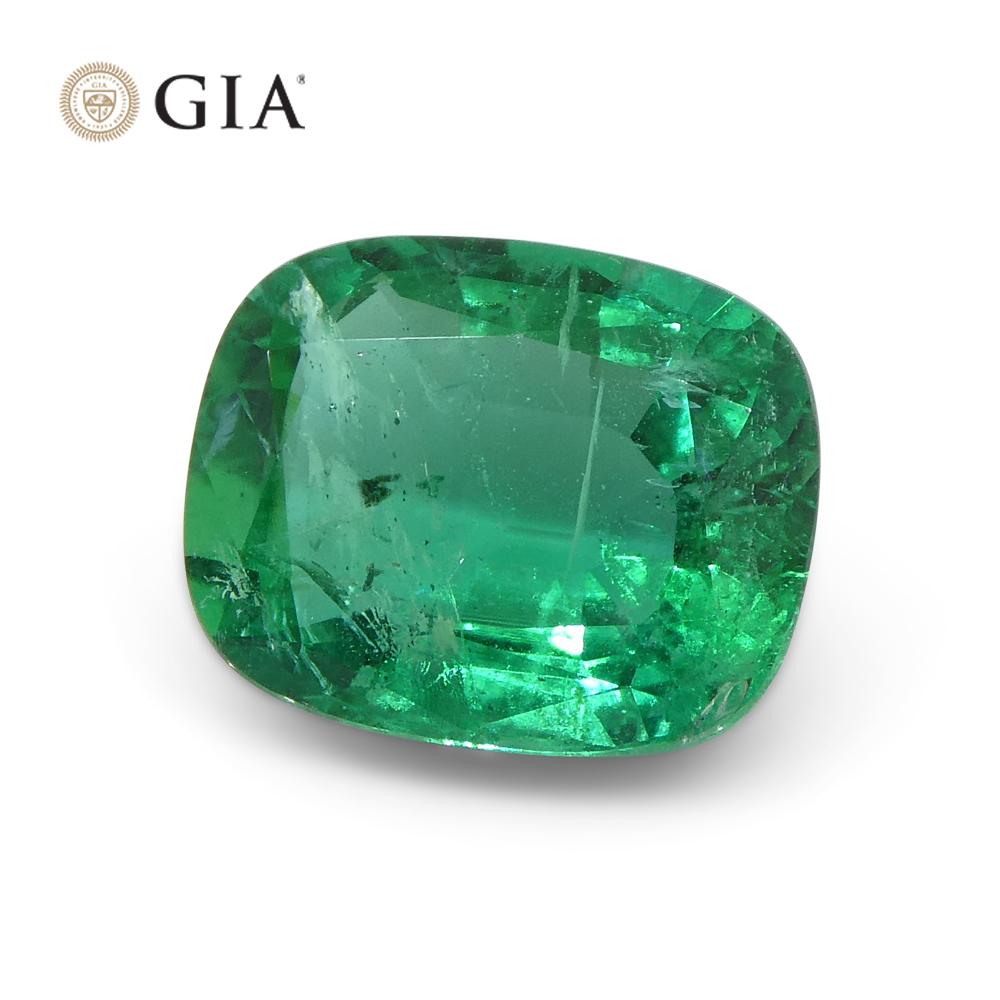 2.72ct Cushion Green Emerald GIA Certified Zambia 1