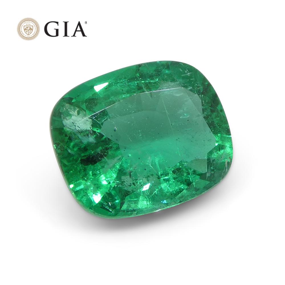 2.72ct Cushion Green Emerald GIA Certified Zambia 2