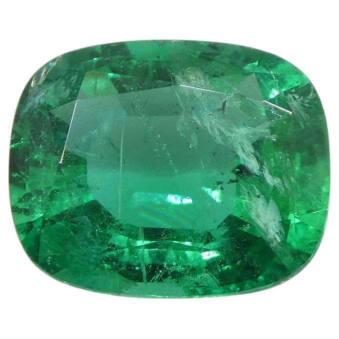 2.72ct Cushion Green Emerald GIA Certified Zambia