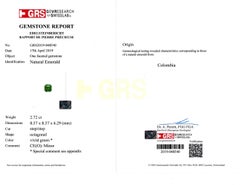 2.72CT GRS Certified Minor Oil Muzo Green Colombian Emerald Pendant Necklace