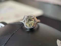 Anello con zaffiro verde limone certificato GIA da 2,72 carati in oro 18 carati (zaffiro non riscaldato)