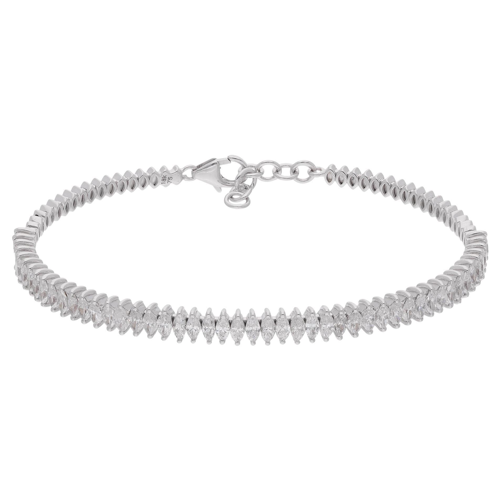 De las mujeres 2.72Ct Marquise Diamond Line Pulsera 14k Oro Hecho a Mano Joyería Fina en venta