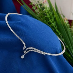 2.72Ct Natural Diamond Choker Torque Necklace 14k White Gold Engagement Necklace