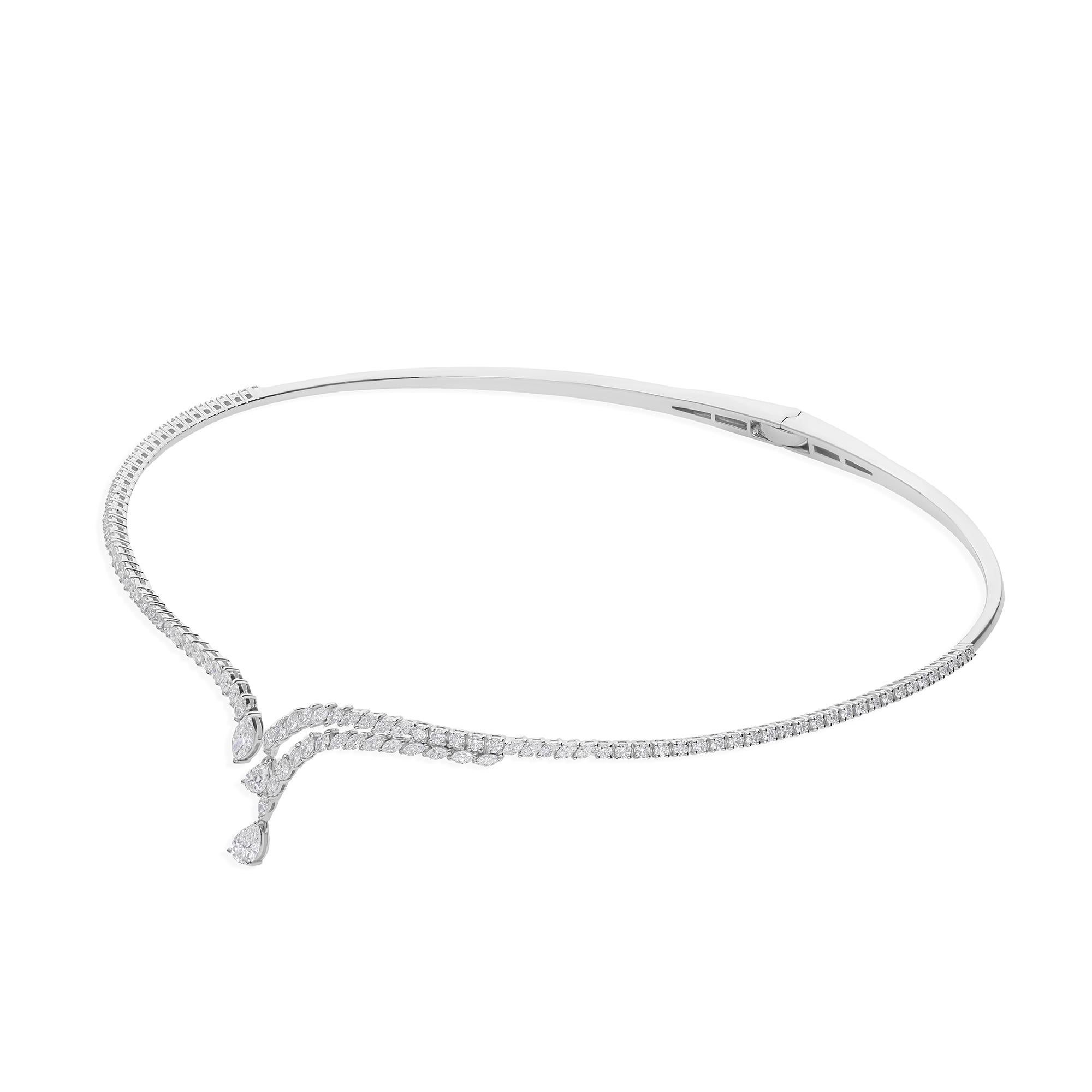 Donna Collana Choker Torque con diamanti naturali da 2,72 carati, in oro bianco 18 carati. in vendita