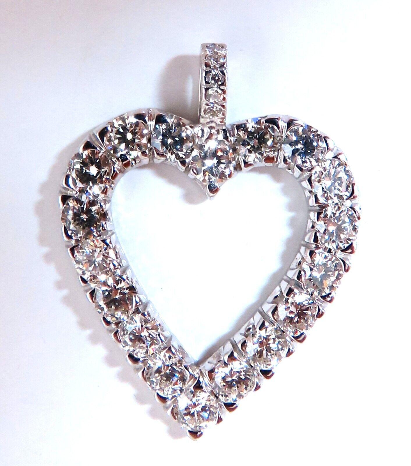 2.72ct natural diamonds open heart necklace 14kt g/vs In New Condition For Sale In New York, NY