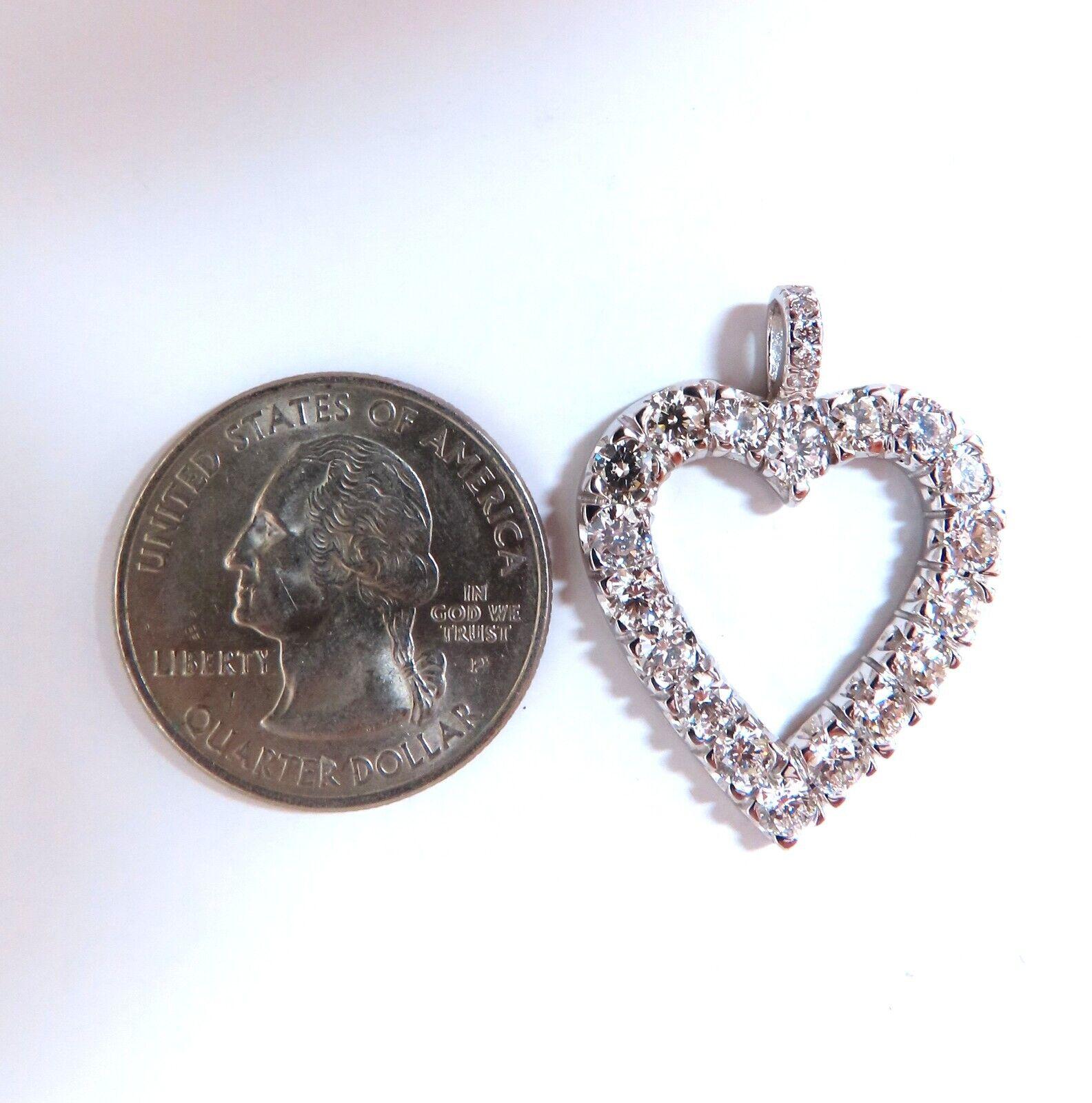 Women's or Men's 2.72ct natural diamonds open heart necklace 14kt g/vs For Sale