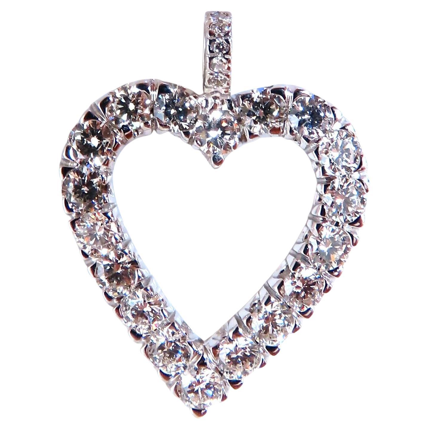 2.72ct natural diamonds open heart necklace 14kt g/vs For Sale