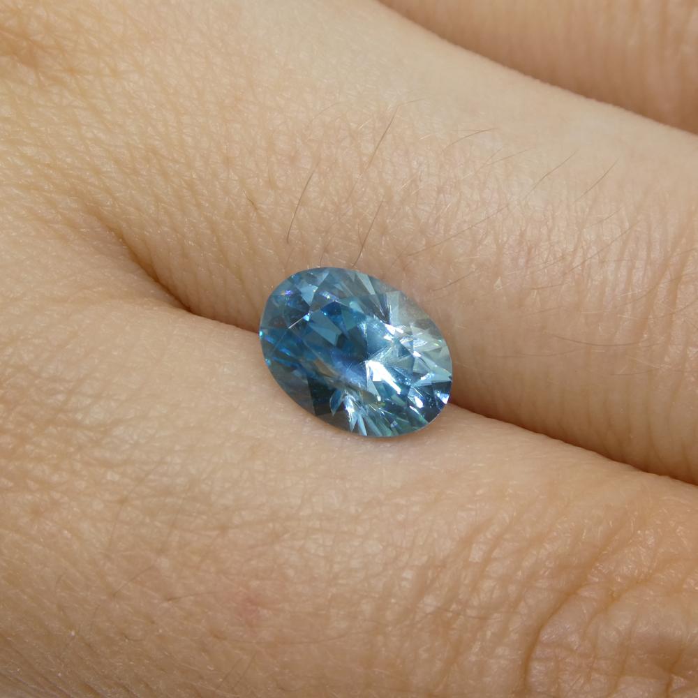 2.72ct Oval Diamond Cut Blue Zircon from Cambodia For Sale 7