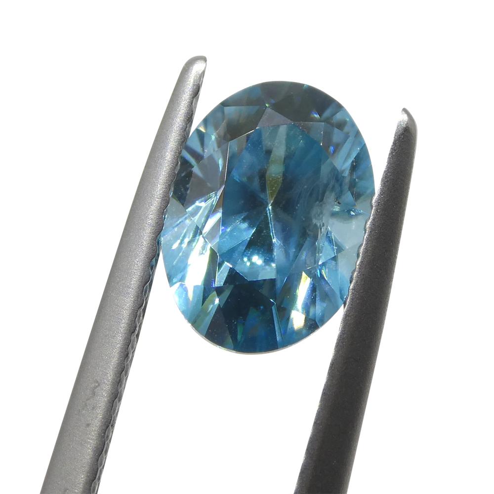 2.72ct Oval Diamond Cut Blue Zircon from Cambodia For Sale 8