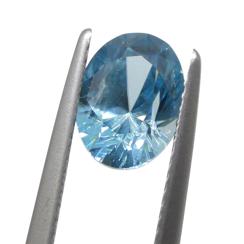 Brilliant Cut 2.72ct Oval Diamond Cut Blue Zircon from Cambodia For Sale