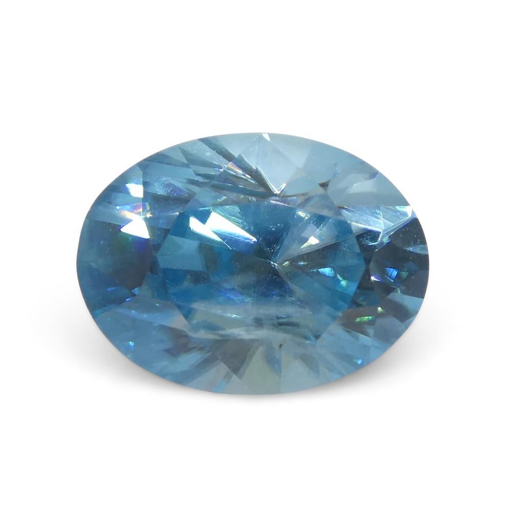 2.72ct Oval Diamond Cut Blue Zircon from Cambodia For Sale 4