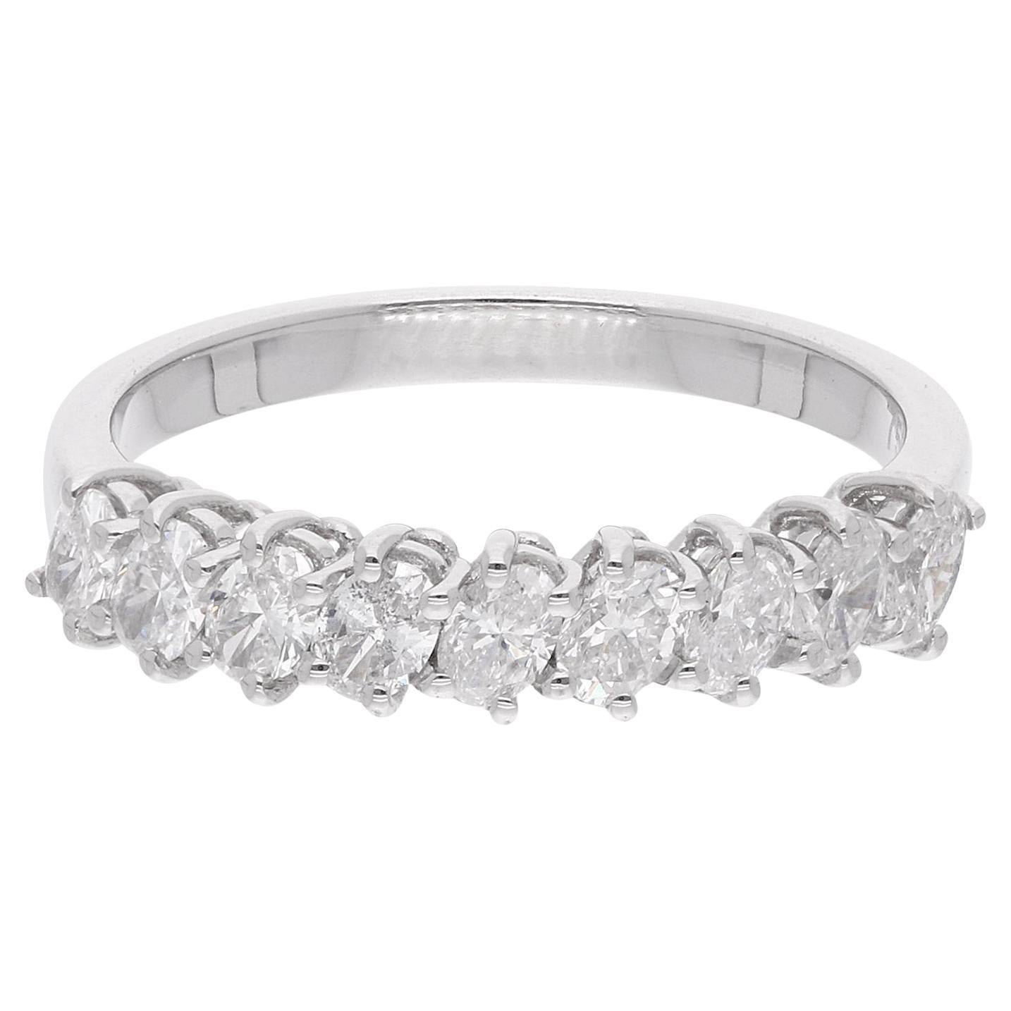 2.72Ct SI/H Natural Oval Cut Diamond Band Ring 18k White Gold Fine Jewelry (bague en or blanc)