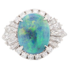 2.72ct Stunning Australian Black Opal with Diamond Halo Engagement Ring Platinum