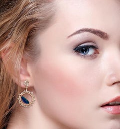 2.73 Carat Diamond Baguette Opal 18 Karat Gold Earrings