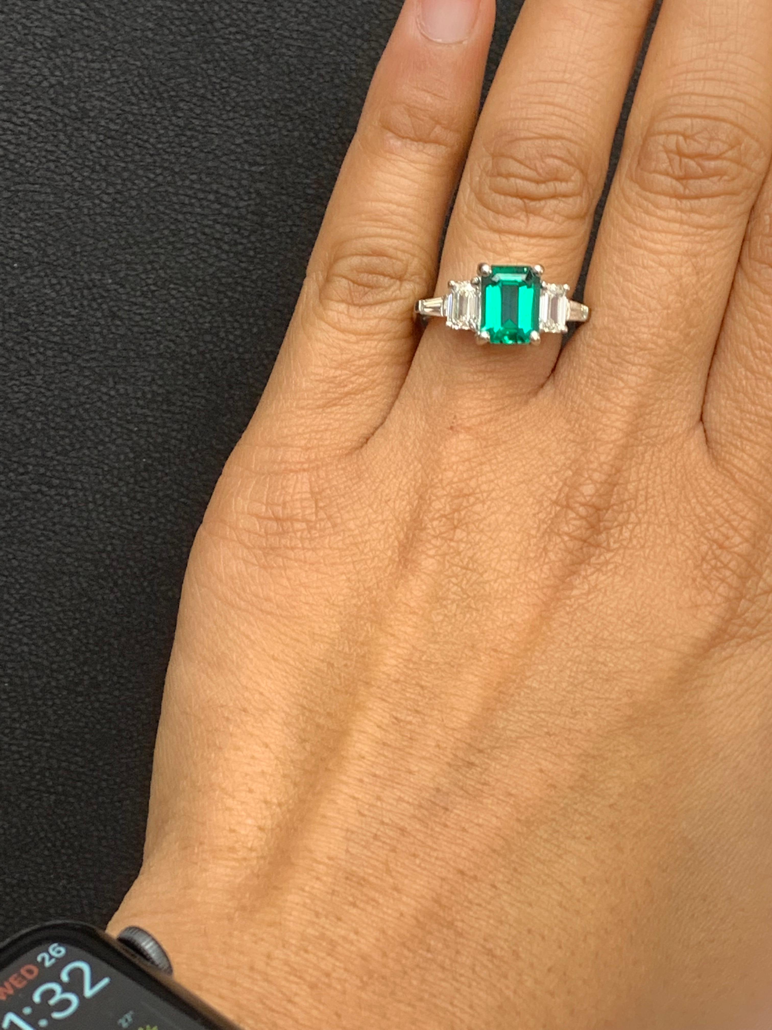 2.73 Carat Emerald Cut Emerald & Diamond Five-Stone Engagement Ring in Platinum For Sale 6