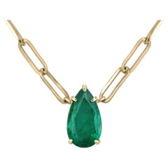 Collana con smeraldo solitario taglio pera da 2,73 carati in oro 18K