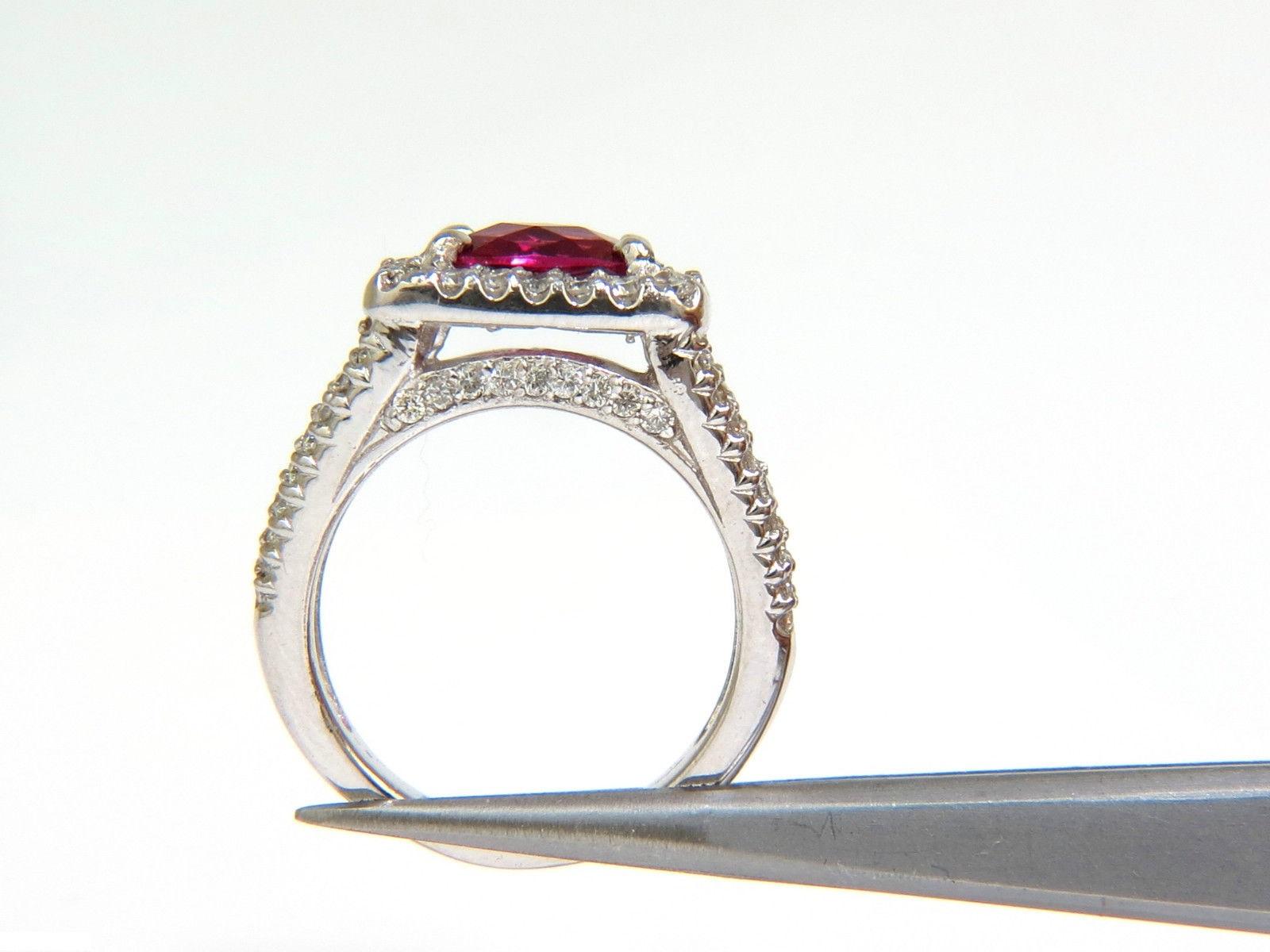 2.73 Carat Natural Bright Pink Tourmaline Diamond Ring Split Shank 14 Karat In New Condition For Sale In New York, NY