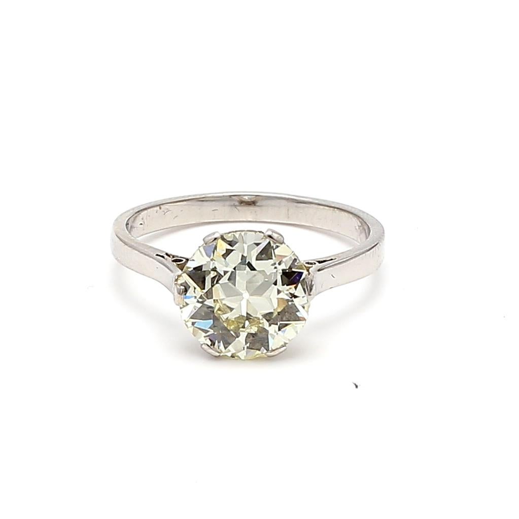 Bague de fiançailles en platine S-SI1 avec diamant de forme européenne ancienne de 2,73 carats en vente 5