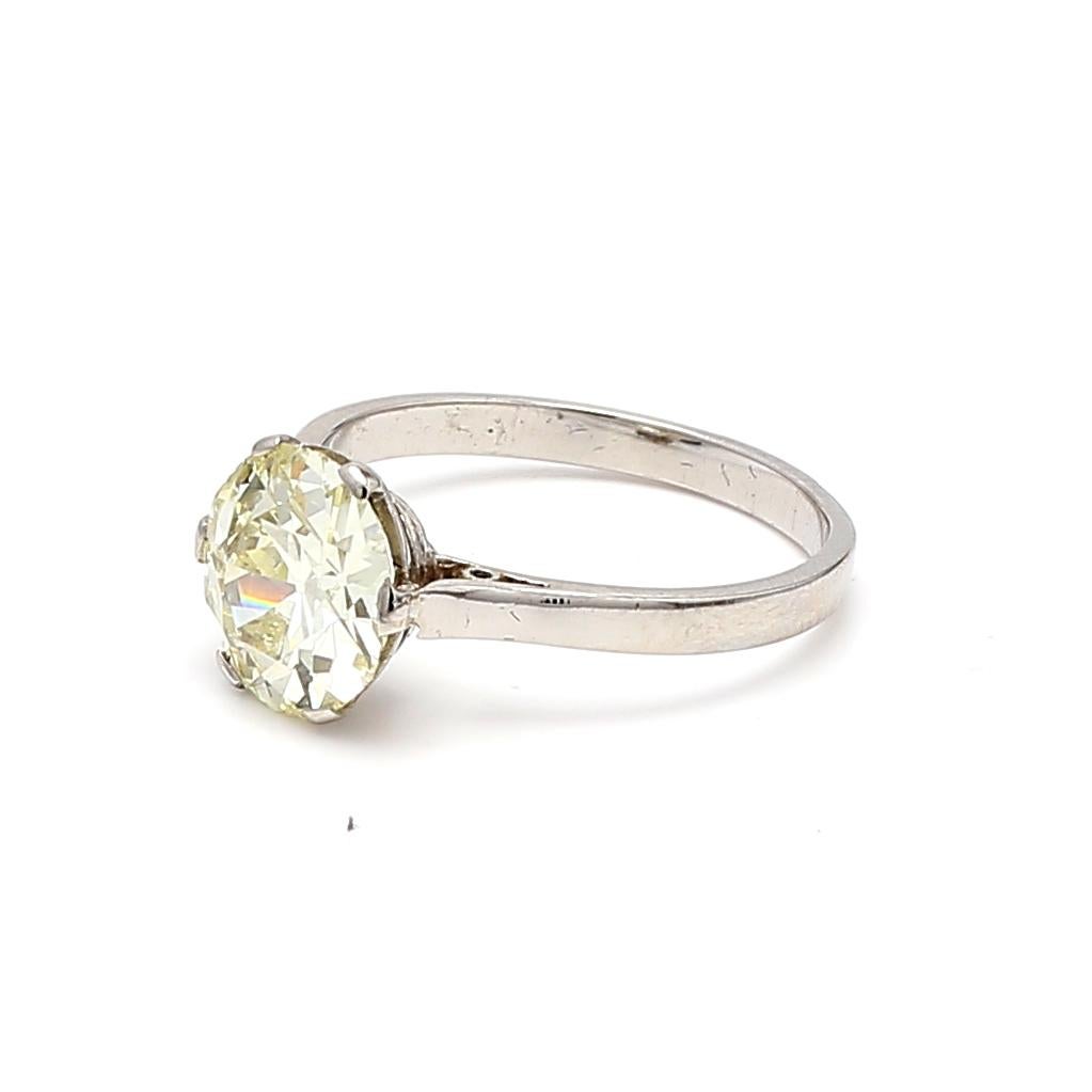 Bague de fiançailles en platine S-SI1 avec diamant de forme européenne ancienne de 2,73 carats en vente 4
