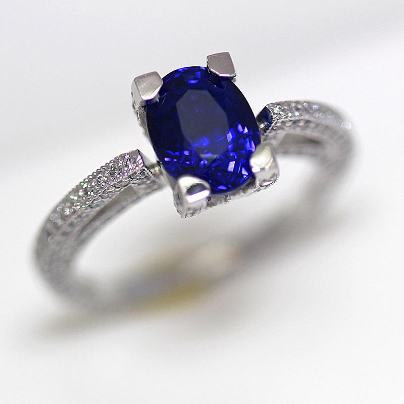 B8073002

1. Carat Weight: 2.73 Carat Sapphire

2. Color: Blue

3. Tone:  Medium - Nice, 7.5 Out of 10

4. Hue: Blue

3. Clarity:  Excellent clarity, no inclusions to the eye. VS if diamond rating.

4. Cut: This stone has a excellent cut,

5.