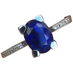 2.73 Carat Oval Natural Fancy Blue Sapphire and Diamond 18 Karat Y, Ben Dannie