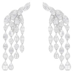 2.73 Carat SI/H Baguette Diamond Chandelier Earrings 14 Karat White Gold Jewelry
