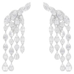 Pendientes araña de diamantes baguette SI/H de 2,73 quilates Joyas de oro blanco de 14 quilates
