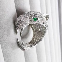2.73 Carat White Diamonds 18 Karat White Gold "Panther" Ring by D&A