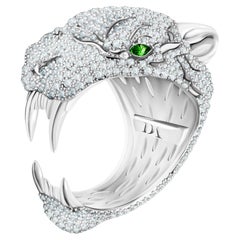 2.73 Carat White Diamonds 18 Karat White Gold "Panther" Ring by D&A