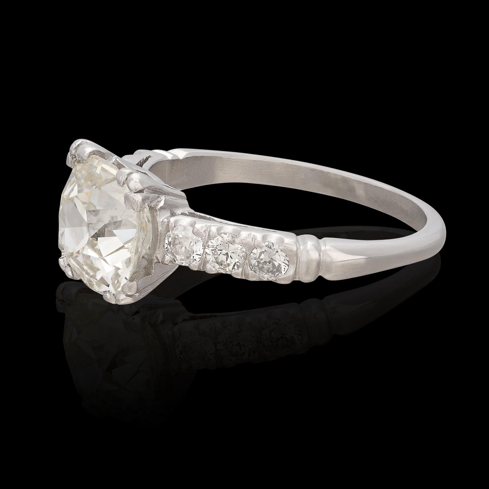 2,73 ct GIA Old Mine Cut Diamant Platin Ring im Zustand „Hervorragend“ im Angebot in San Francisco, CA