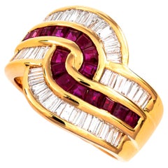 2.73 Ct Natural Rubies and White Diamonds Ring