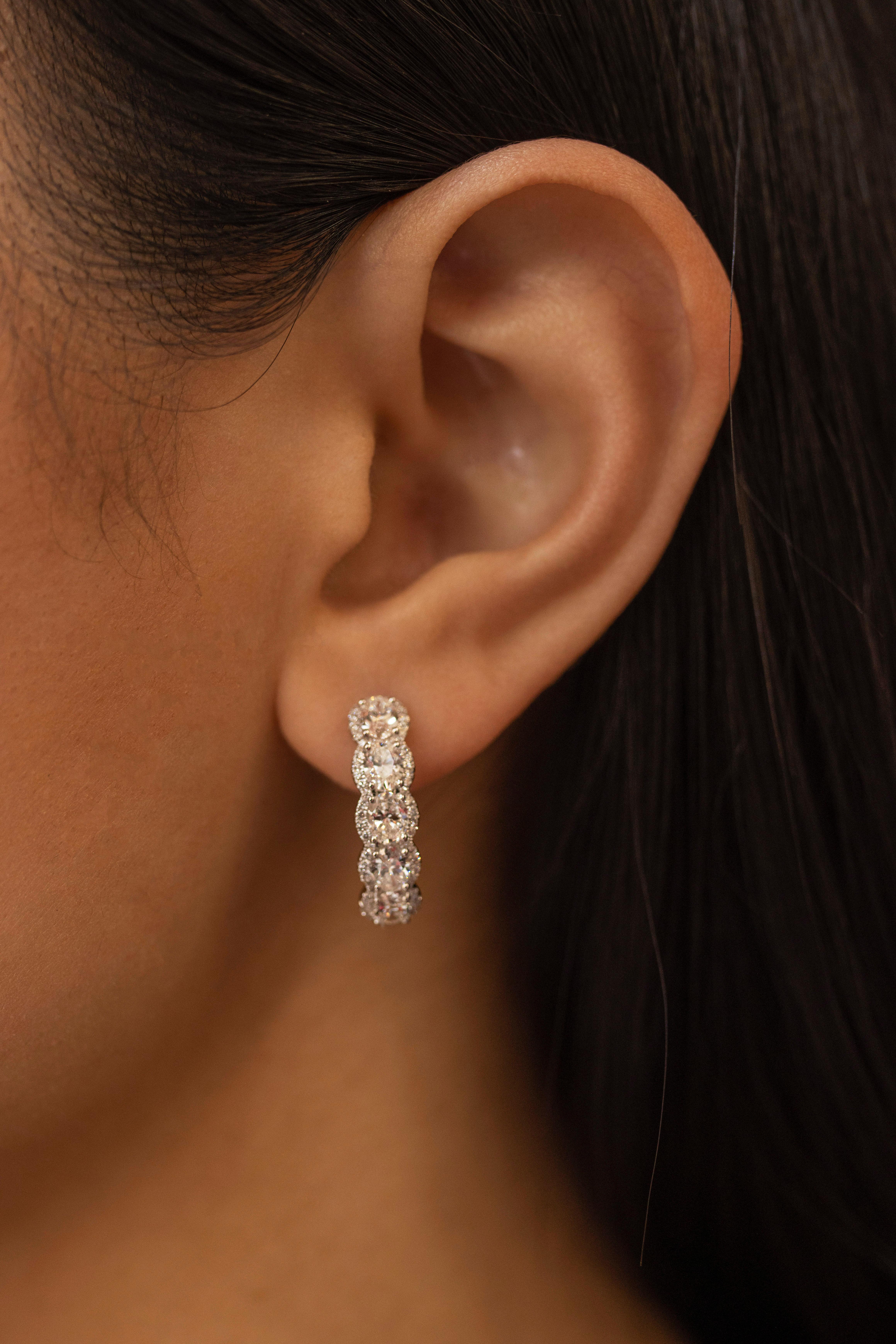 oval diamond hoops