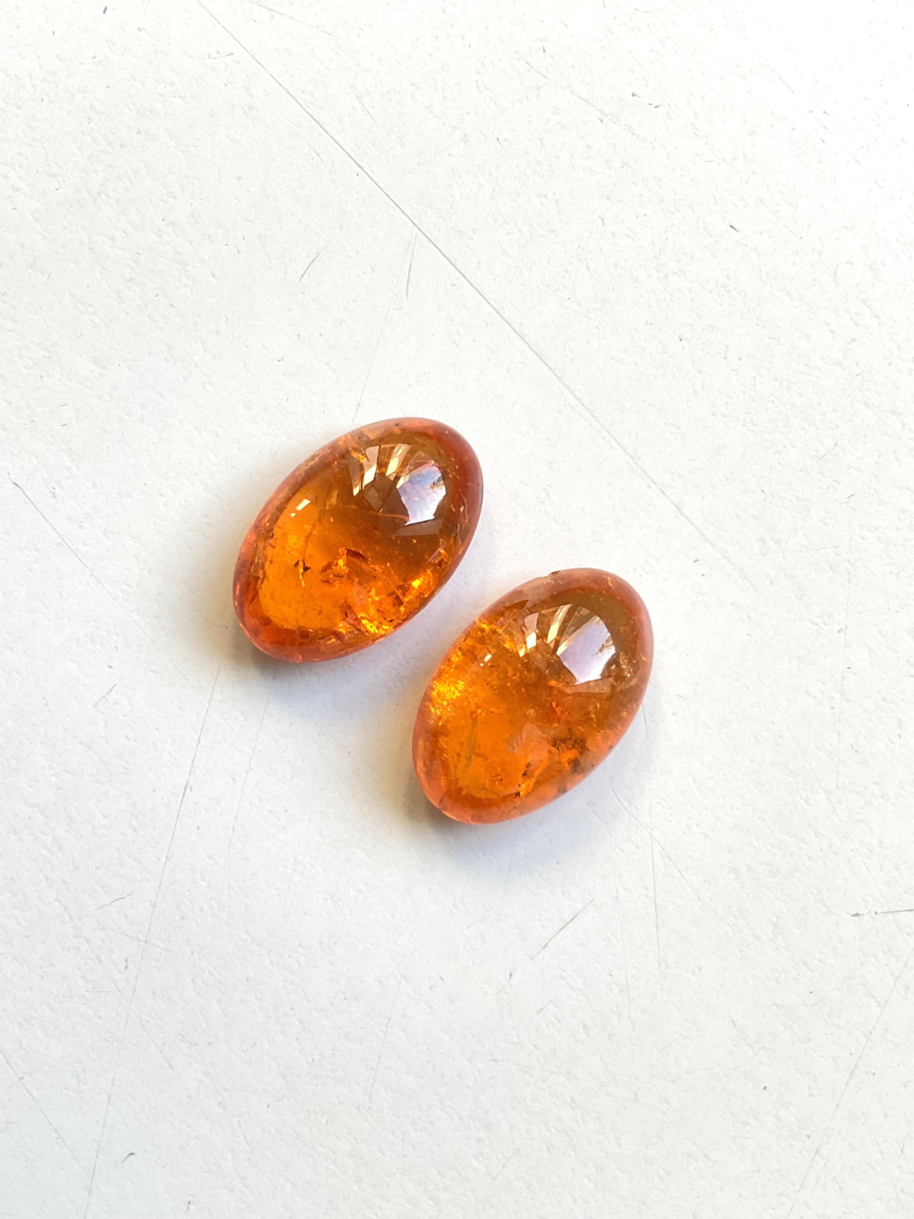 da uomo o donna 27,33 Carati di Granato Fanta Spessartite Cabochon ovale di qualità superiore Nature in vendita