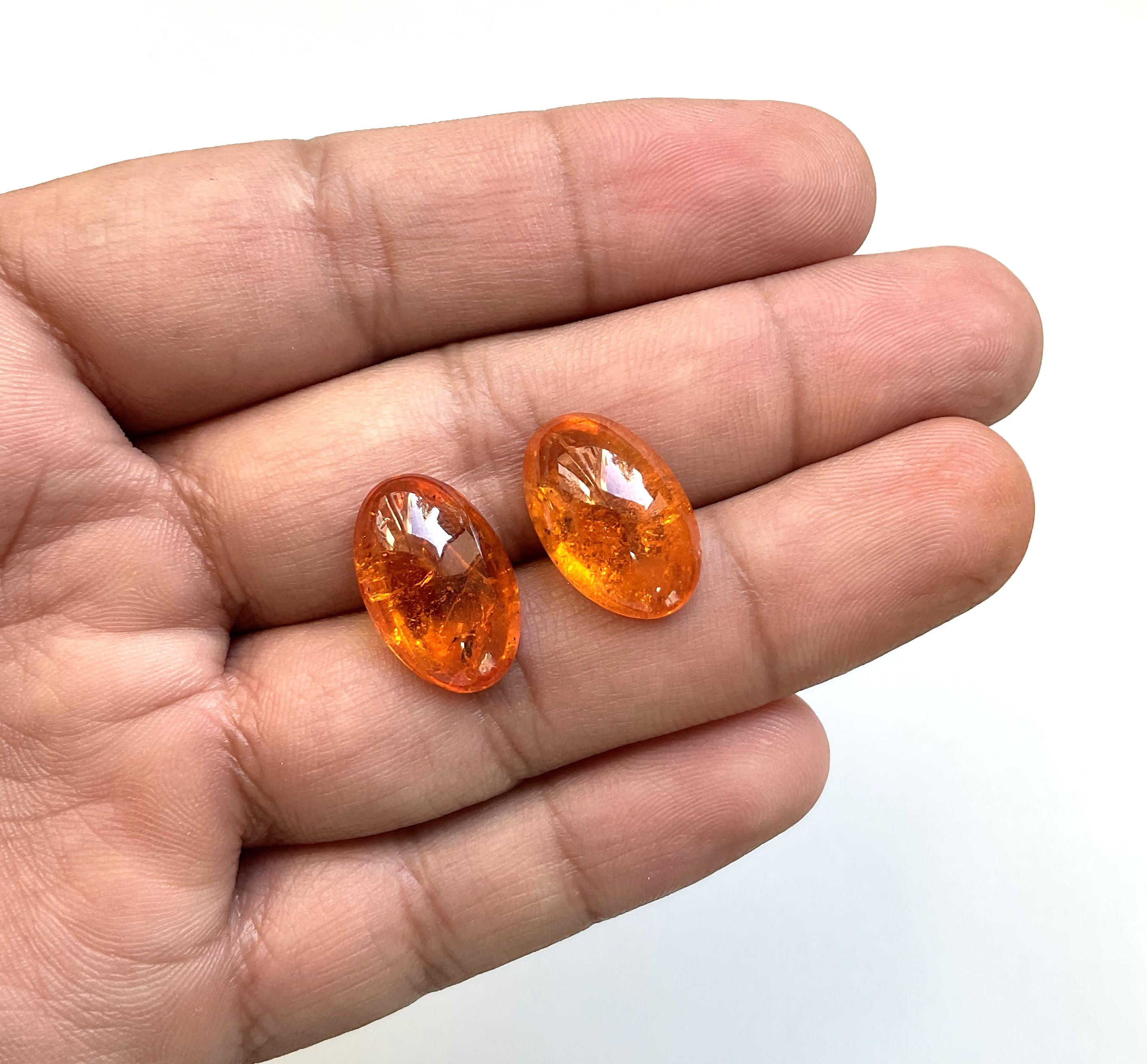 27,33 Carati di Granato Fanta Spessartite Cabochon ovale di qualità superiore Nature in vendita 3