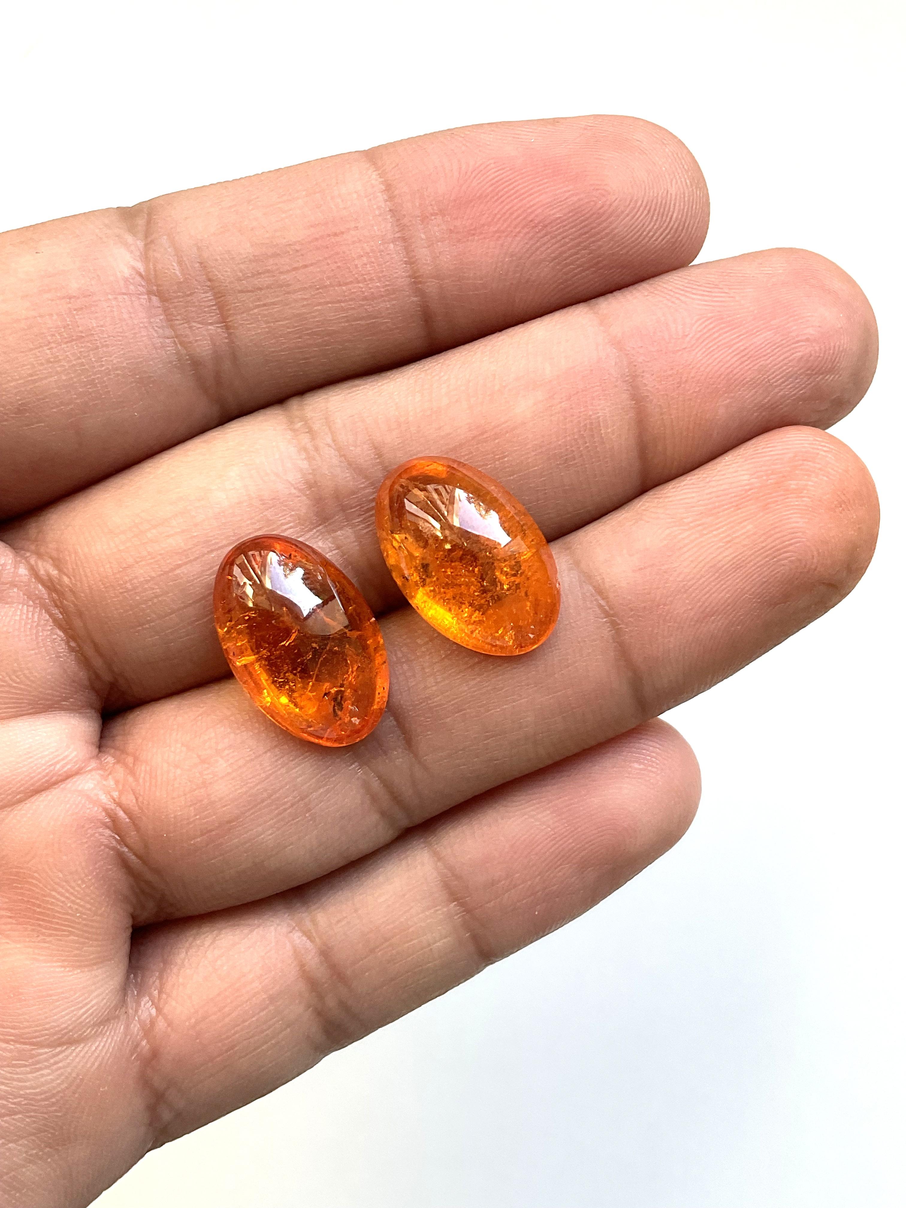 27,33 Carati di Granato Fanta Spessartite Cabochon ovale di qualità superiore Nature in vendita 4