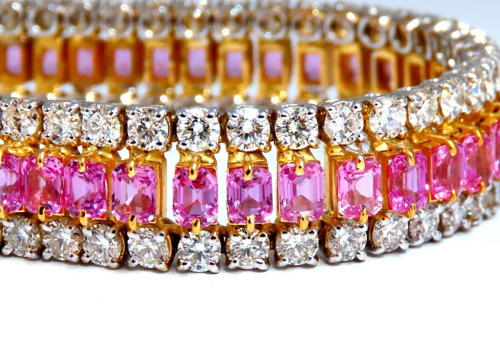 27.33ct Natural Pink Sapphires Diamonds Bracelet 18kt Three Tier Magnificent 5