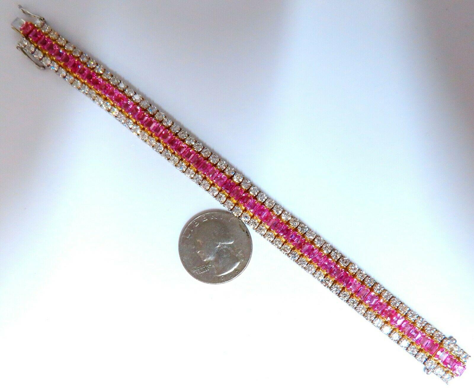 27.33ct Natural Pink Sapphires Diamonds Bracelet 18kt Three Tier Magnificent 1