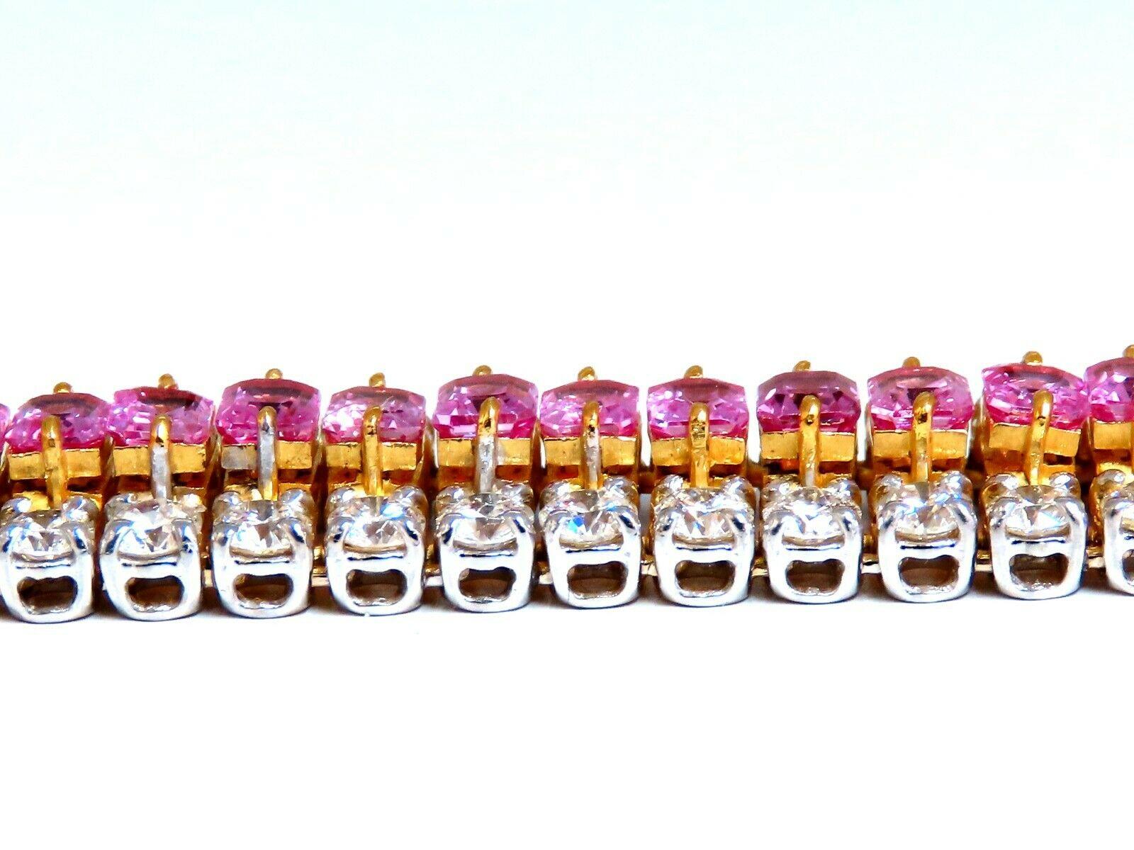 27.33ct Natural Pink Sapphires Diamonds Bracelet 18kt Three Tier Magnificent 2