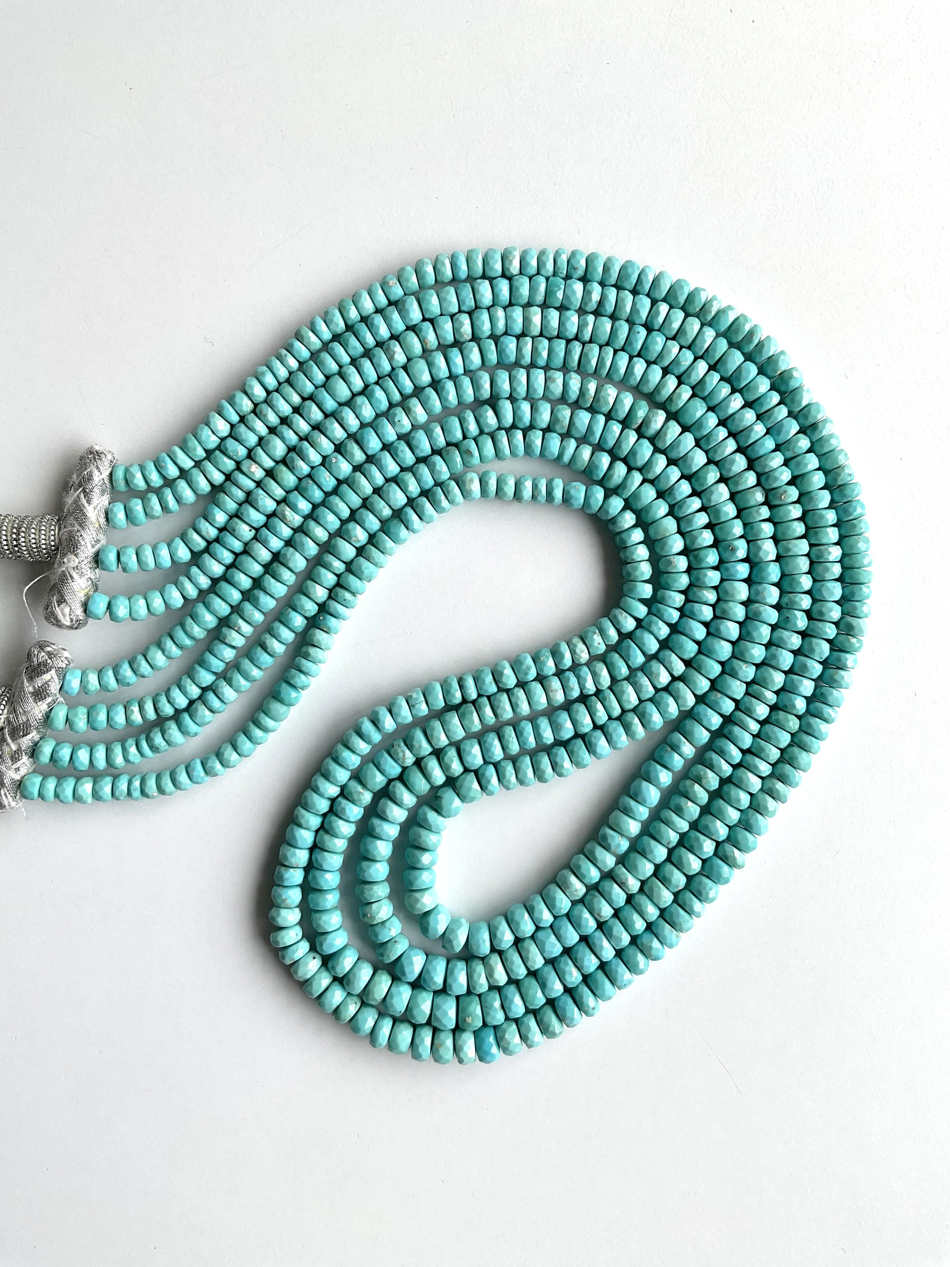 Women's or Men's 273.62 Carats Turquoise Jewelry Beaded Faceted Necklace Sleeping Beauty Arizona