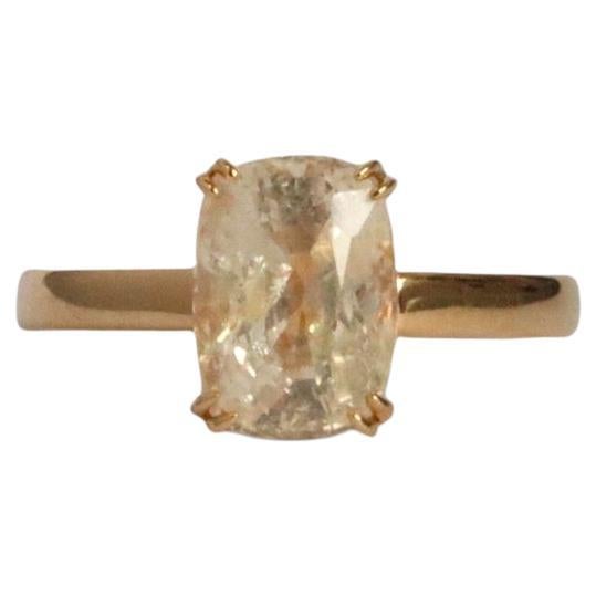 2.73Ct Burma No Heat Pastel Yellow Sapphire Ring/Pendant in 18k yellow gold For Sale
