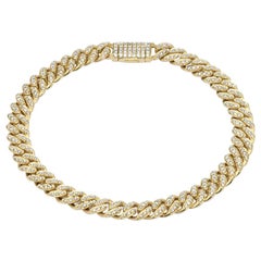 2.73ct Diamond Round Micro Pave Cuban Link 14K Yellow Gold 22.82gm Bracelet