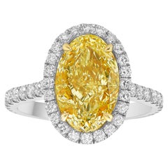 2.73ct Fancy Yellow Oval SI1 GIA Ring