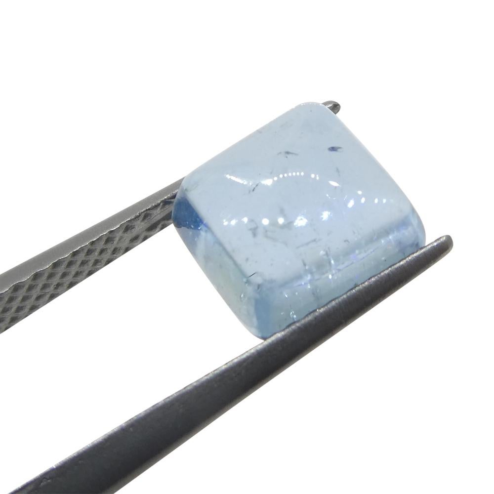 2.73ct Square Sugarloaf Cabochon Blue Aquamarine from Brazil For Sale 6
