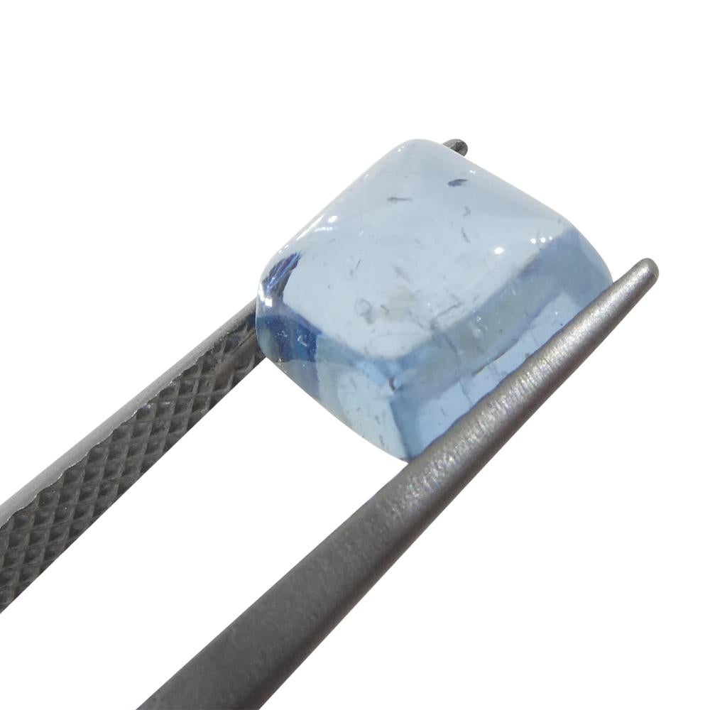 Women's or Men's 2.73ct Square Sugarloaf Cabochon Blue Aquamarine from Brazil For Sale