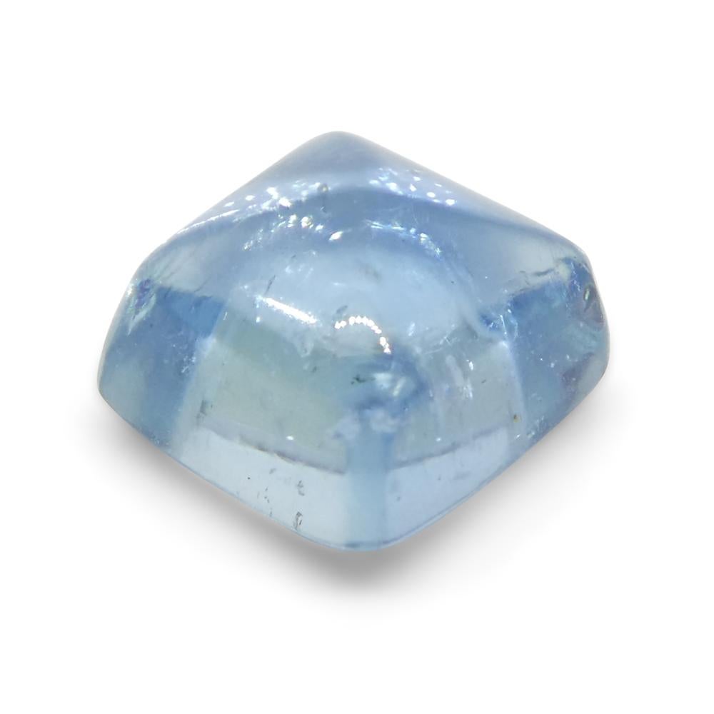 2.73ct Square Sugarloaf Cabochon Blue Aquamarine from Brazil For Sale 1