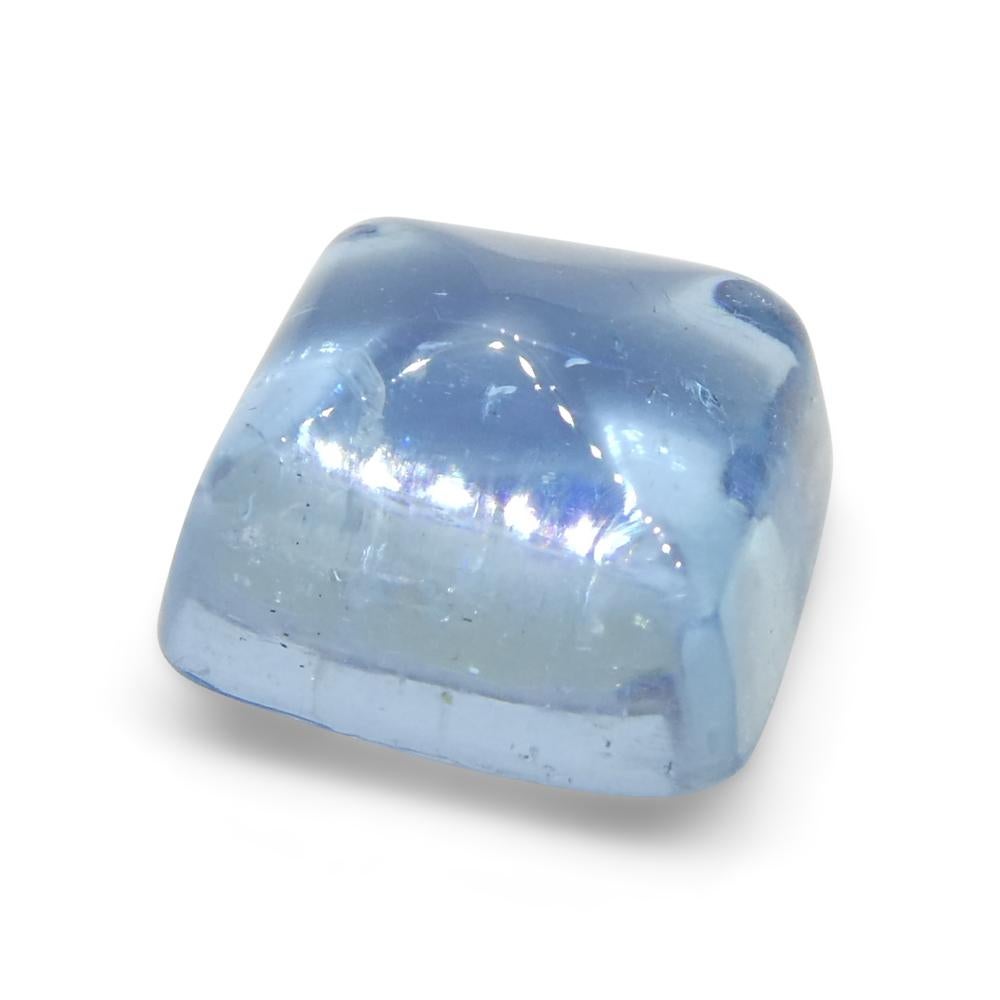 2.73ct Square Sugarloaf Cabochon Blue Aquamarine from Brazil For Sale 2