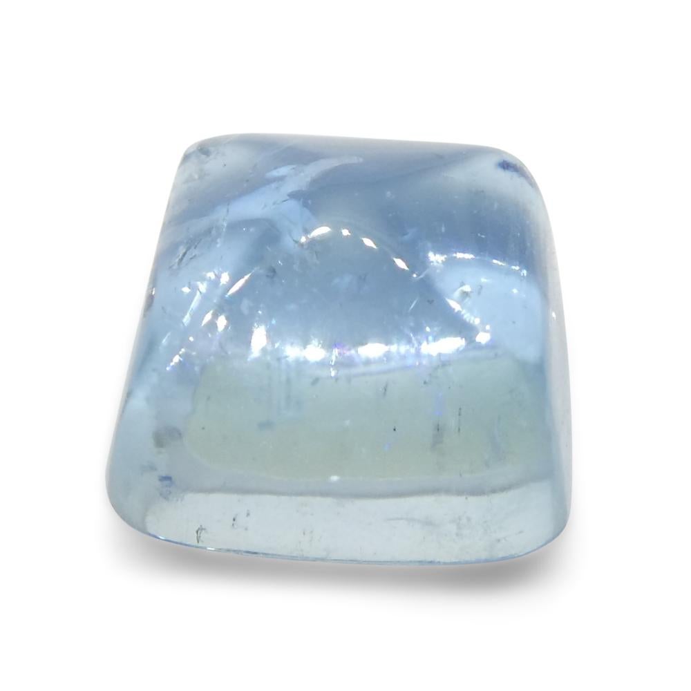 2.73ct Square Sugarloaf Cabochon Blue Aquamarine from Brazil For Sale 3