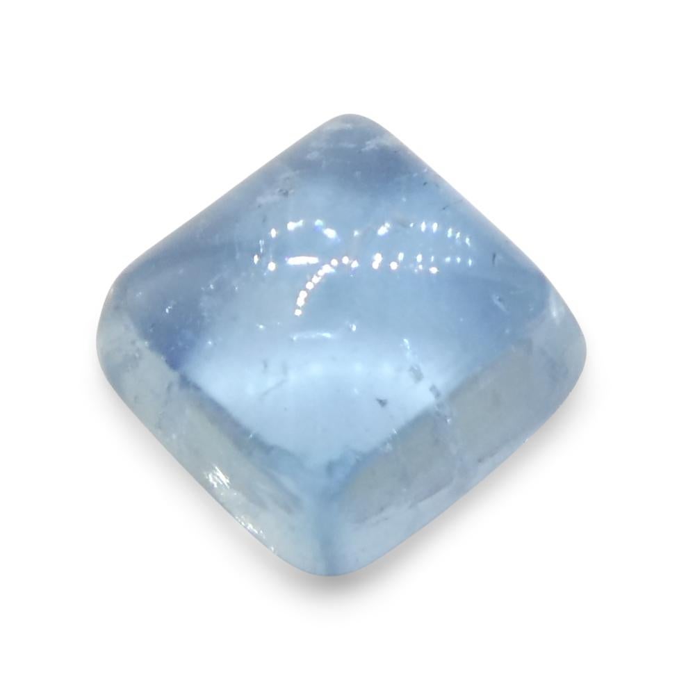 2.73ct Square Sugarloaf Cabochon Blue Aquamarine from Brazil For Sale 4